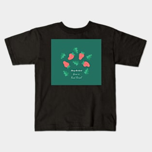 Strawberry Pattern Change the World Kids T-Shirt